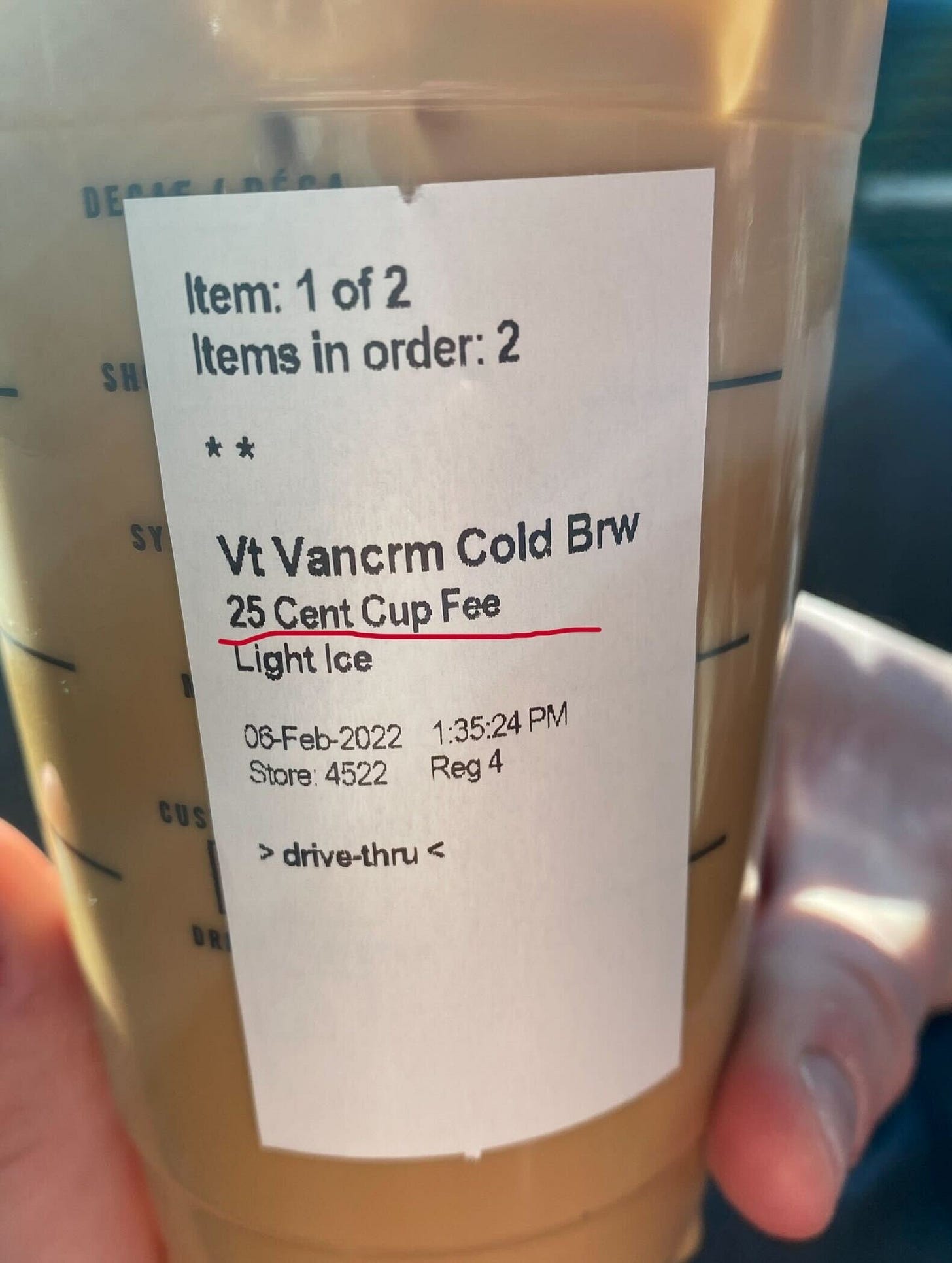  Note: Reusable travel mug was offered and politely refused due to COVID policy 