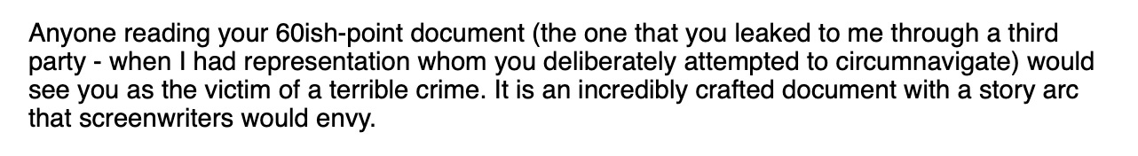 Extract from Eddy Cantor's email to James Wilson