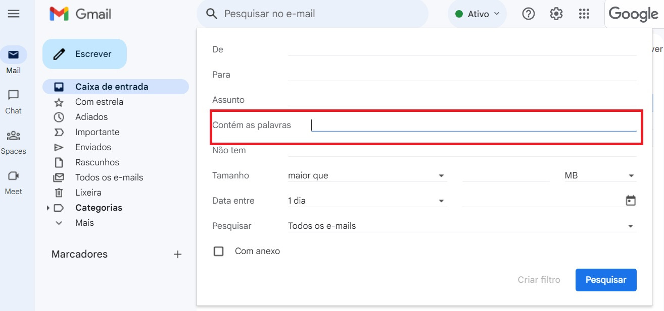 Como ordenar a Caixa de Entrada no Gmail por remetente, assunto e mais