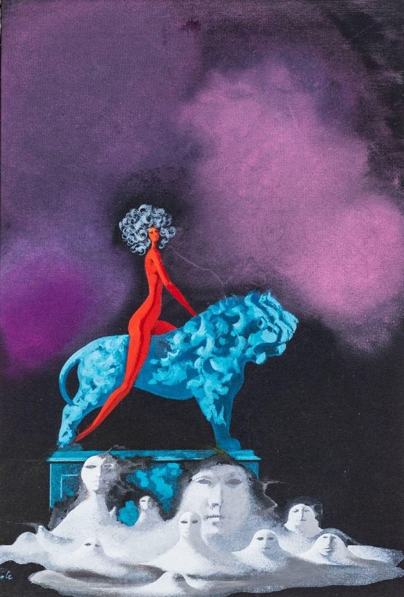Karel Thole - Woman and lion | Modern & Contemporary Art | Finarte, casa  d'aste