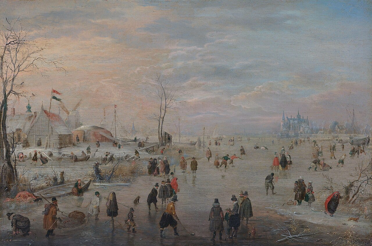 Hendrick Avercamp, Winter Landscape with Ice Skaters, about 1608 Hendrick Avercamp, Winter Landscape with Ice Skaters, about 1608