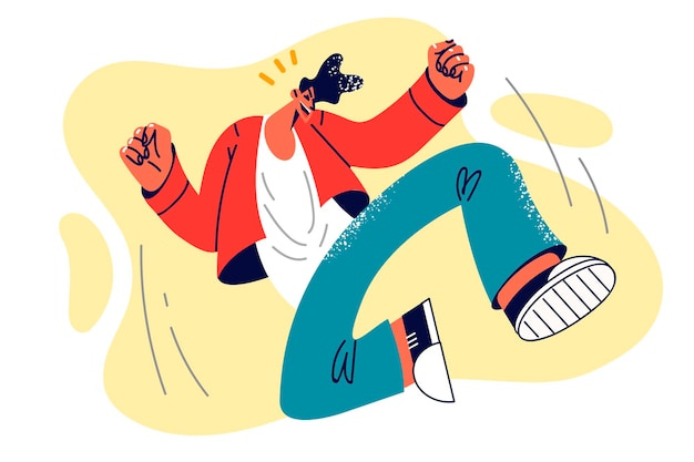 Premium Vector | Overjoyed man jumps up feeling euphoric after impressive  achievement and success in school or work