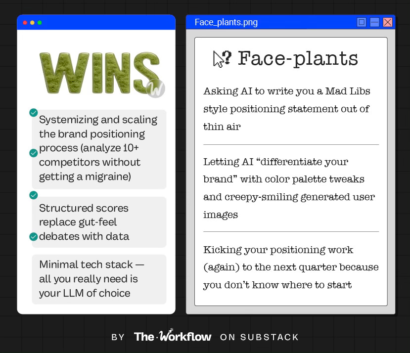AI brand positioning strategy wins vs face-plants, comparing benefits of structured competitor analysis against common AI misuse. AI brand positioning strategy wins vs face-plants, comparing benefits of structured competitor analysis against common AI misuse.