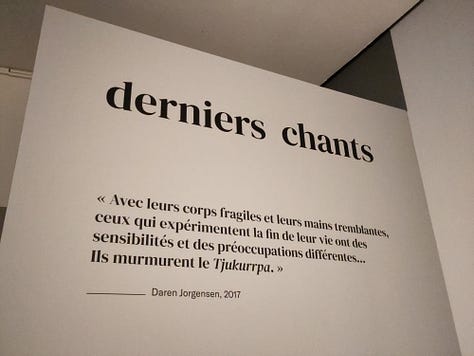 Vues de l'exposition "Songline" au musée du quai Branly, Paris, 2023.