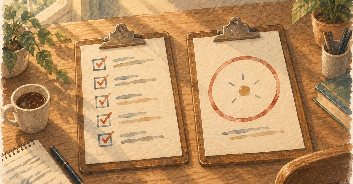 Two "done" checklists side by side, one reading "built exactly as asked", the other "true customer's problem solved".