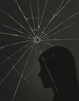 Black-and-white illustration of a human profile behind cracked glass, symbolizing chronic pain and fragile perception. Black-and-white illustration of a human profile behind cracked glass, symbolizing chronic pain and fragile perception.