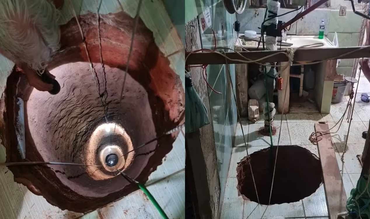 Homem cai em poço de 40 metros que cavou embaixo de sua casa em busca de ouro. Homem cai em poço de 40 metros que cavou embaixo de sua casa em busca de ouro.