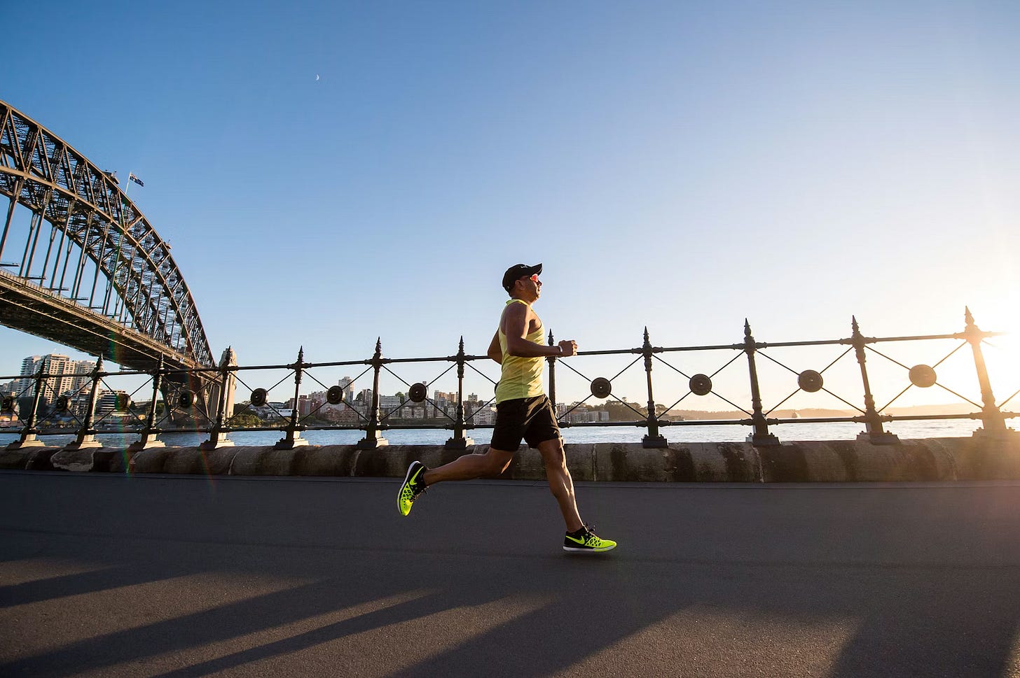Man running during sunset in the city Man running during sunset in the city