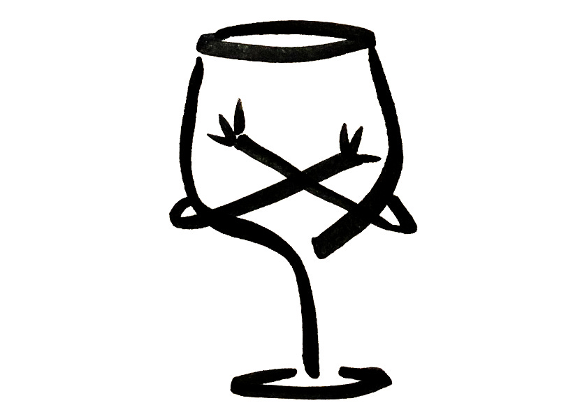 An anthropomorphic bottle crossing its arms "no"