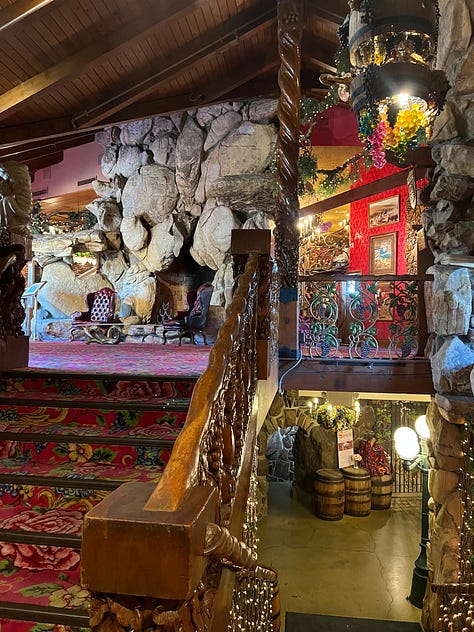 pictures of the Madonna Inn, and the newly engaged the couple