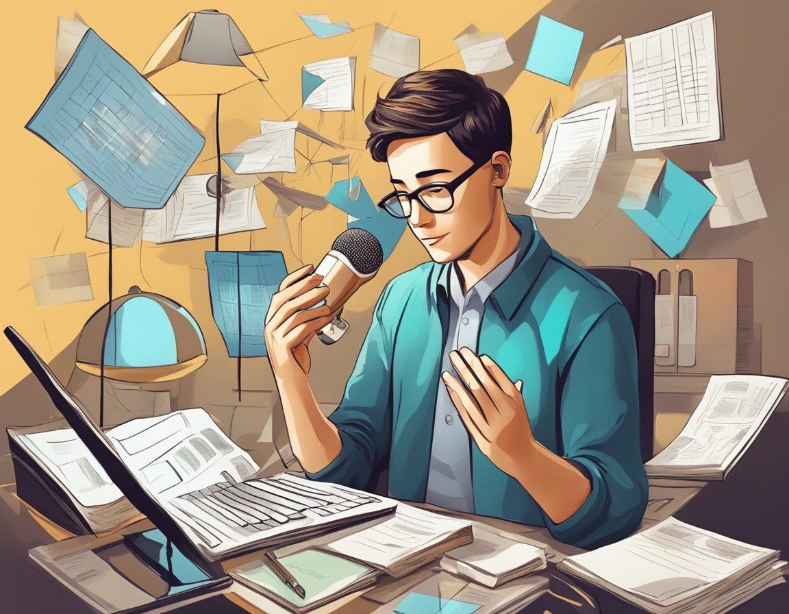 A person sharing the message of salvation with a listener, surrounded by various obstacles and distractions