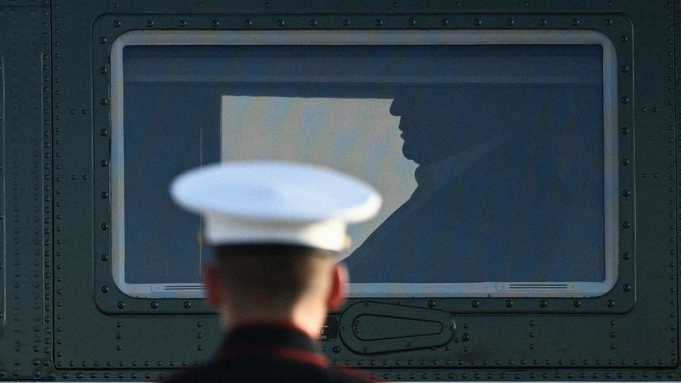 Photo of an American soldier from behind