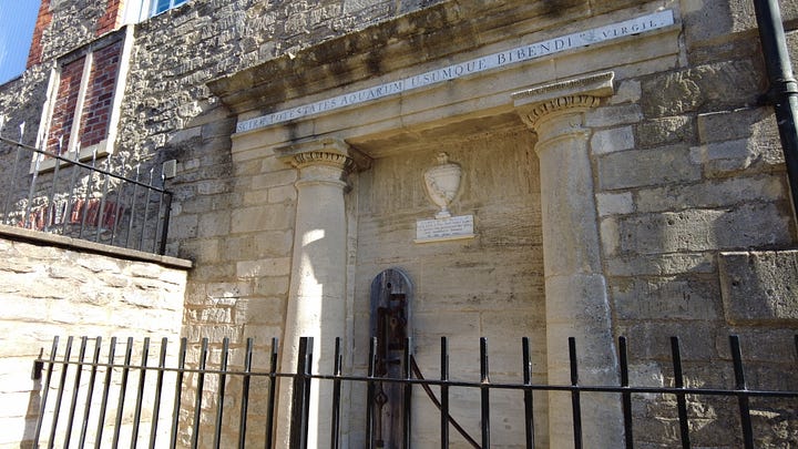 The village of Holt was once a spa in the 18th century. These photos are the only remains. Two Tuscan pillars and and a water pump to remember the past times.