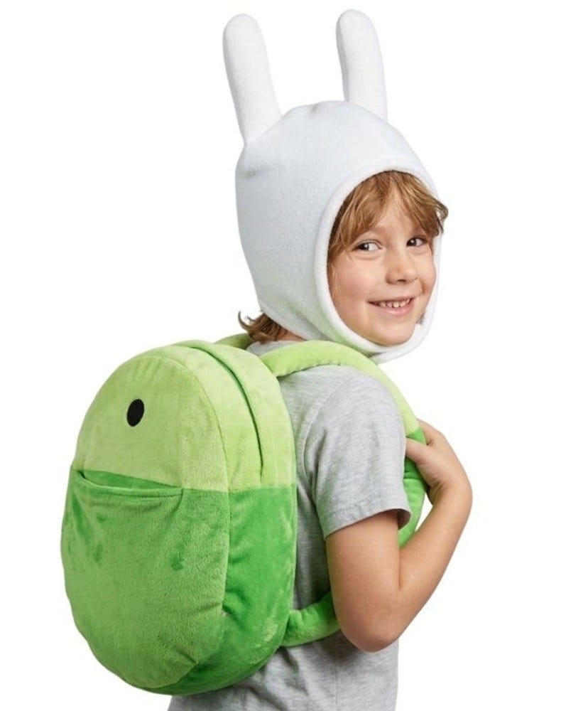 Adventure Time FIONA HAT BACKPACK SET bag costume White Cap Fleece girl  ladies | eBay