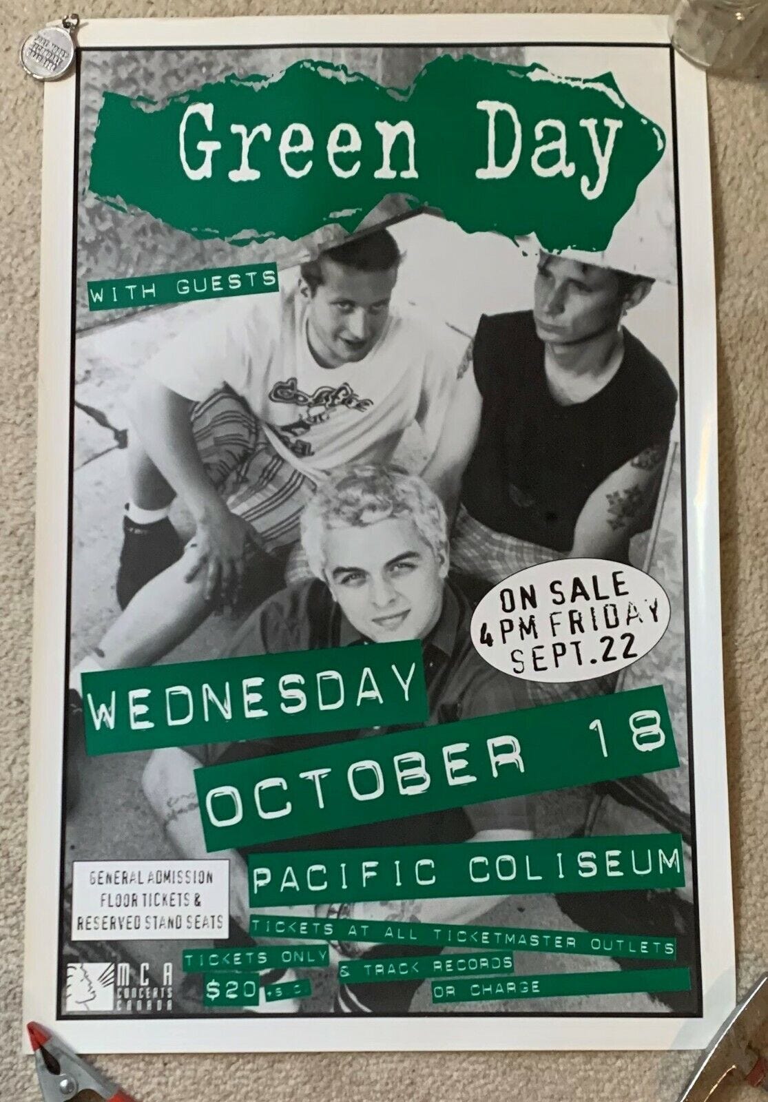 original vintage poster concert gig GREENDAY GREEN DAY october 1995 - Fresh  Stock Dated August 2025
