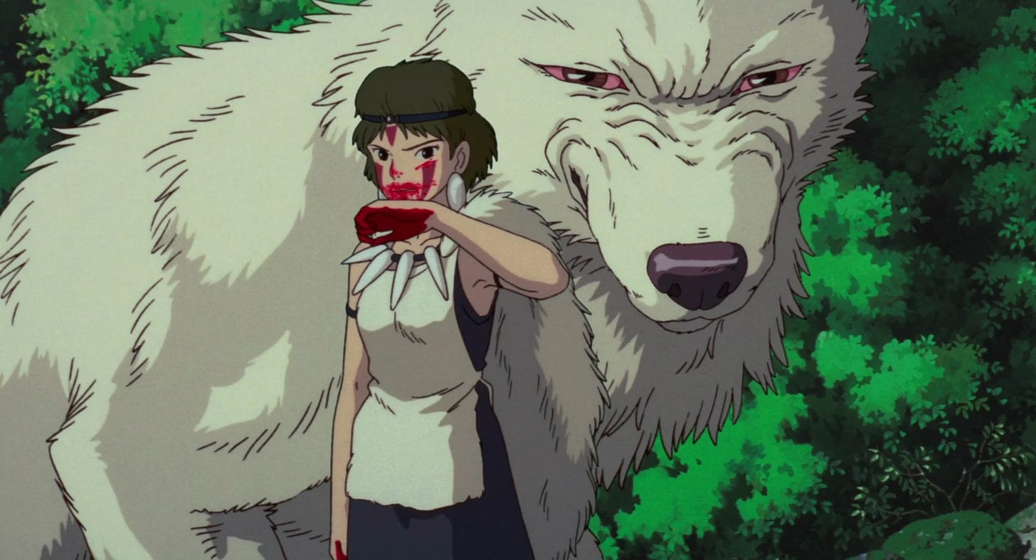 A cartoon of a person with a wolf

Description automatically generated