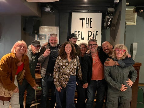 A band and hounds on tour in Europe