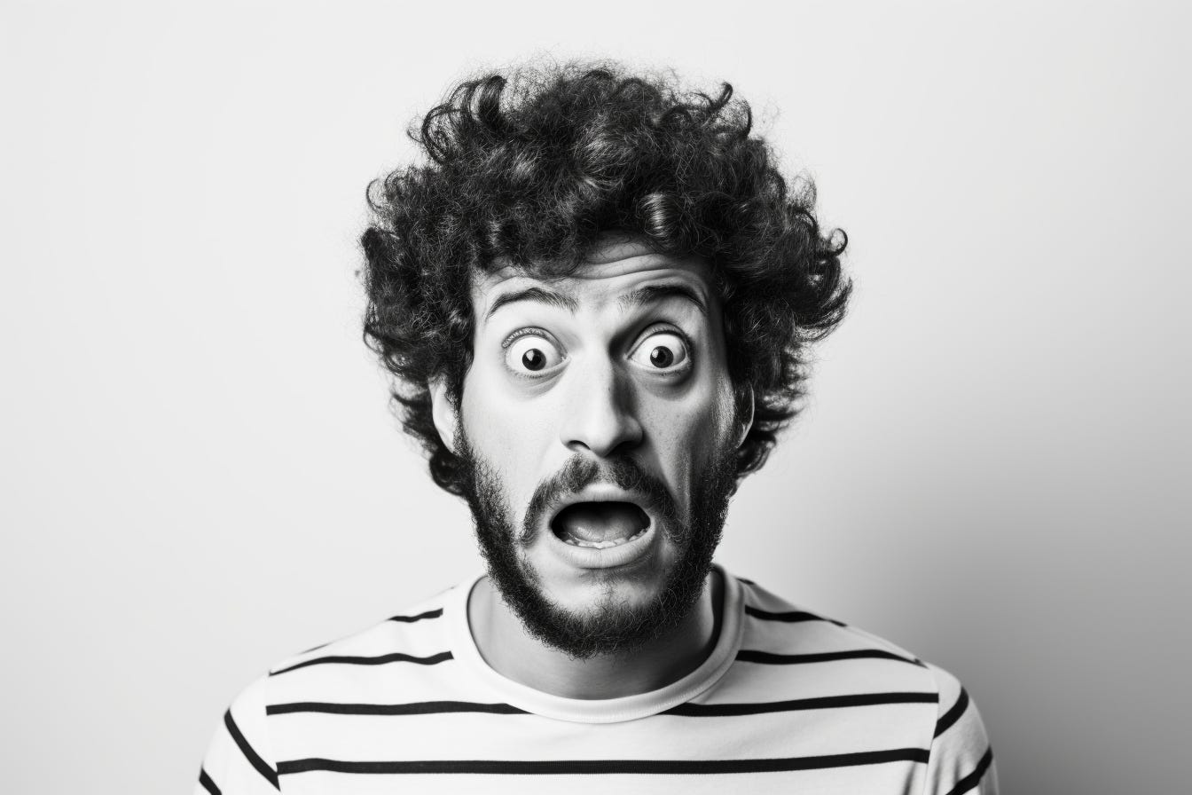 Surprised man, generated by Midjourney