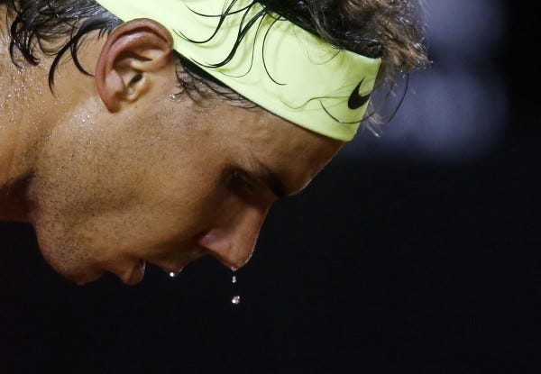 rafael nadal sweat dripping after defeating pablo cuevas rio tennis open 2015 rafael nadal sweat dripping after defeating pablo cuevas rio tennis open 2015