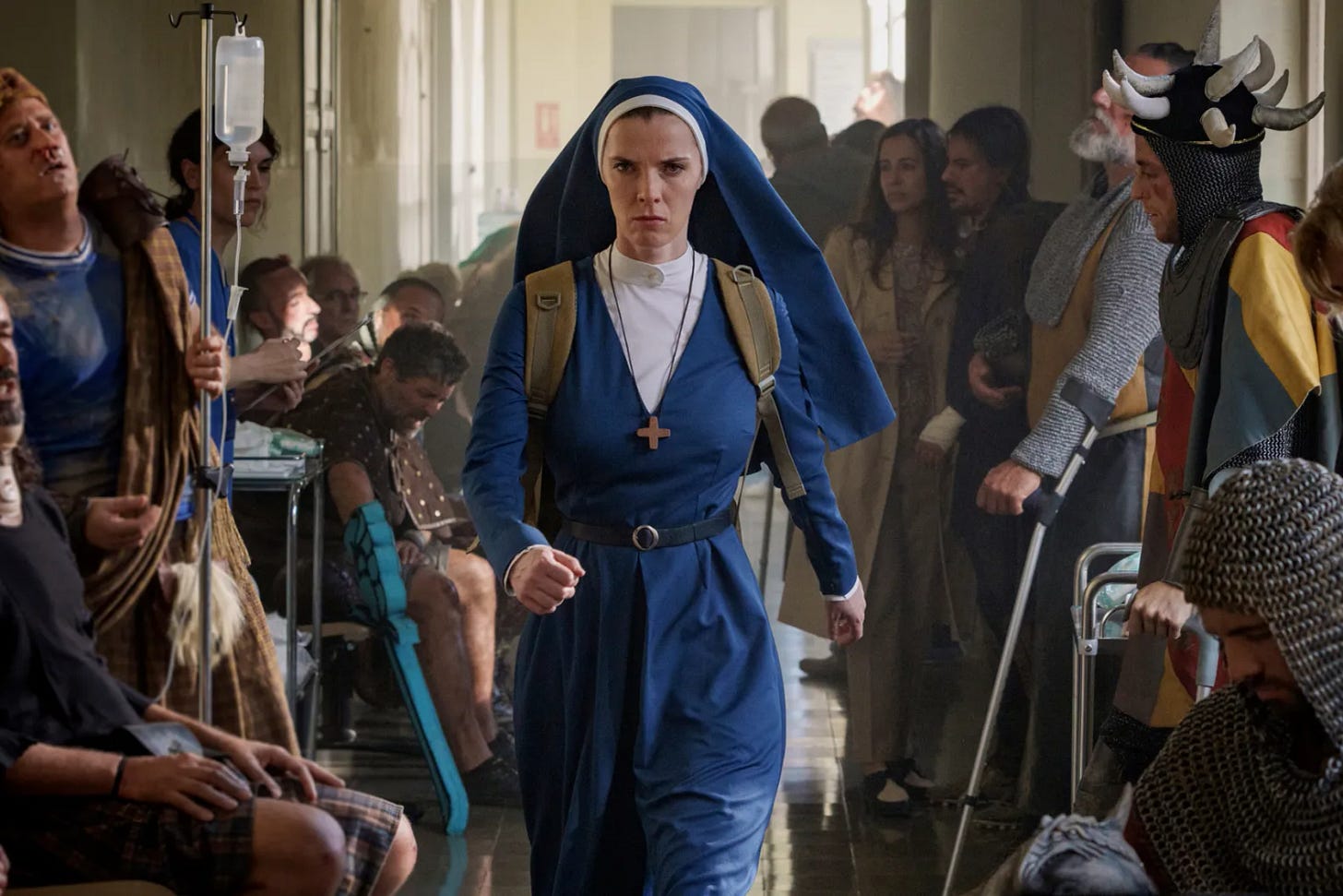 Not the titular Mrs. Davis but instead the titillating hot nun Sister Simone on her way to start up holy trouble