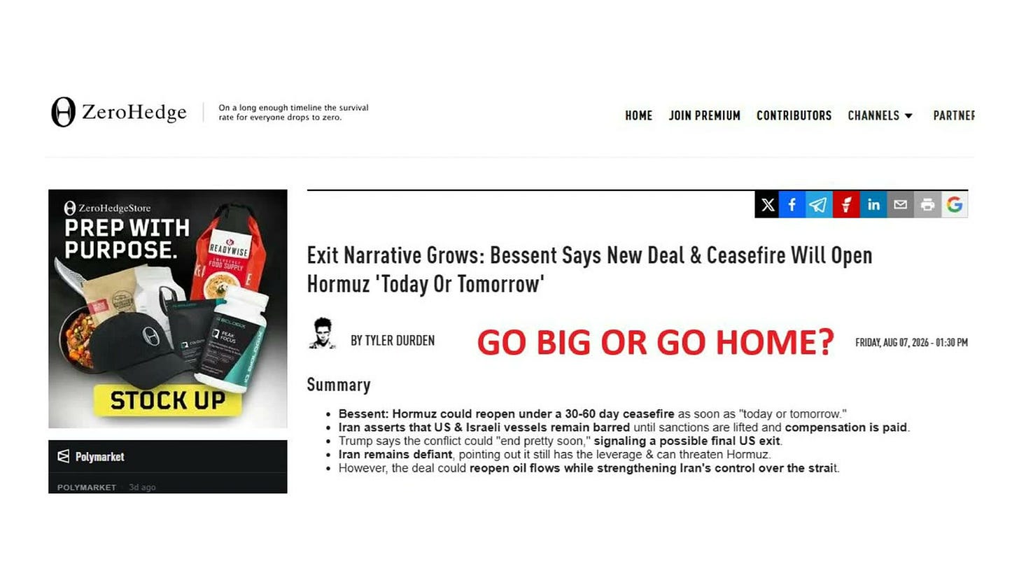 ZeroHedge article headline Bessent says ceasefire will open Strait of Hormuz ZeroHedge article headline Bessent says ceasefire will open Strait of Hormuz