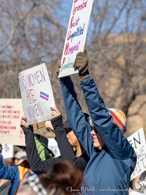 protesters and supporters of women's rights