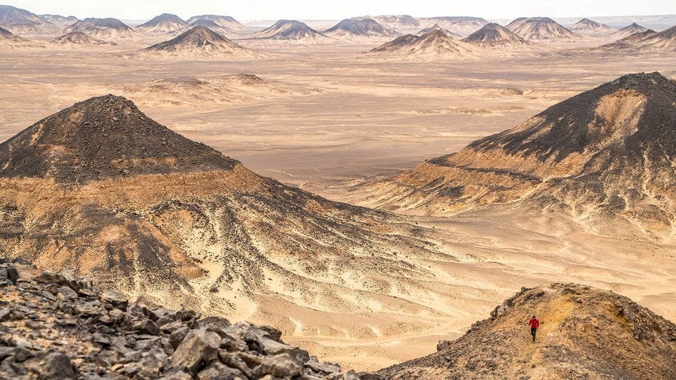 The Sahara's Black Desert, one of the strangest desertic landscapes in the world