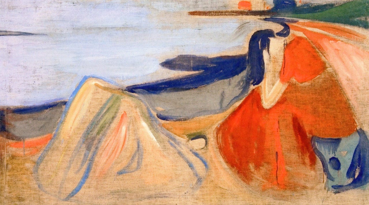 Melancholy (Reinhardt Frieze), 1906–07. Tempera on canvas. 90 × 160 cm, Neue Nationalgalerie, Berlin