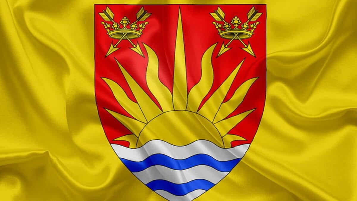 One of the flags of the county of Suffolk.