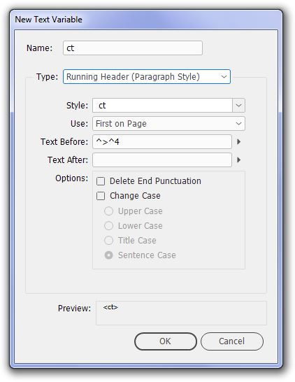 Dialog box showing examples of what can be added in the Text Before field