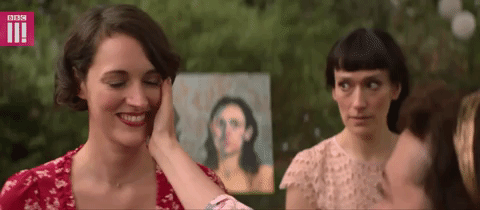 GIF of Fleabag's cheek being stroked. GIF of Fleabag's cheek being stroked.