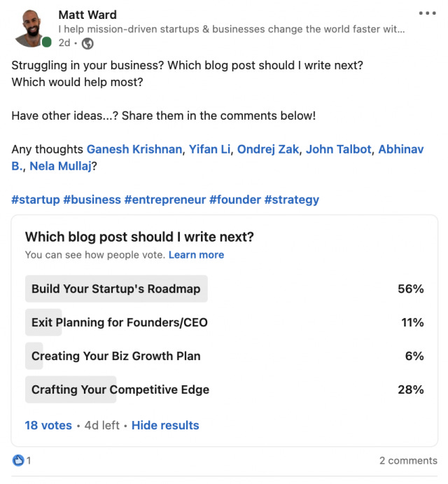 Linkedin customer research polls