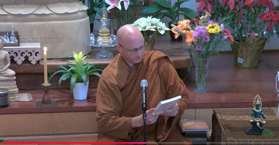 photo from livestream of Ajahn Nyaniko reading from Viradhammo's book photo from livestream of Ajahn Nyaniko reading from Viradhammo's book