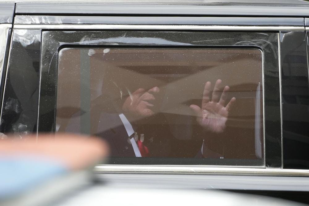 Former President Donald Trump leaves the Wilkie D. Ferguson Jr. U.S. Courthouse, Tuesday, June 13, 2023, in Miami. Trump appeared in federal court Tuesday on dozens of felony charges accusing him of illegally hoarding classified documents and thwarting the Justice Department's efforts to get the records back. (AP Photo/Chris O'Meara) (AP Photo/Chris O'Meara)