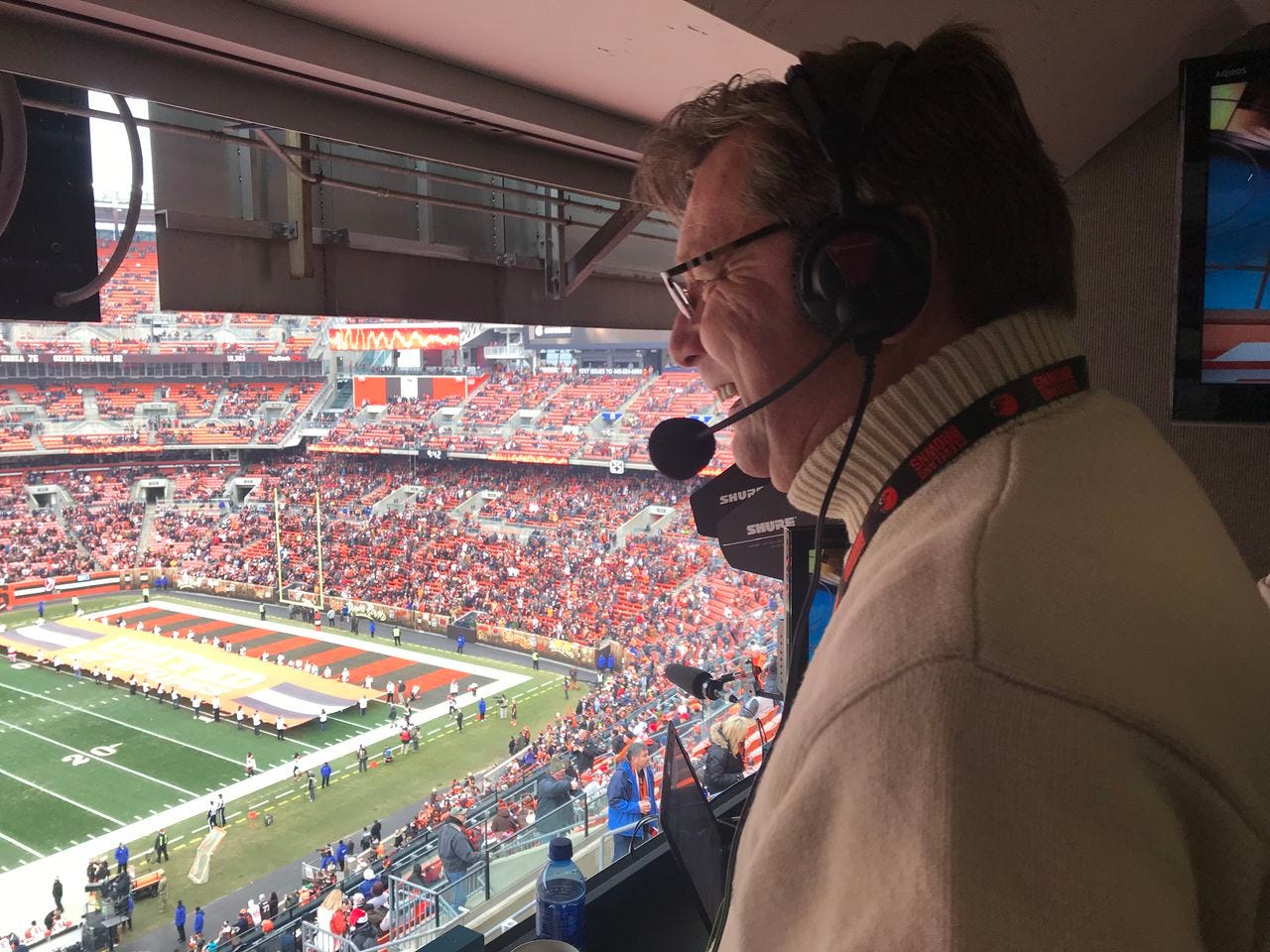 Browns radio announcer Jim Donovan at Cleveland Browns Stadium