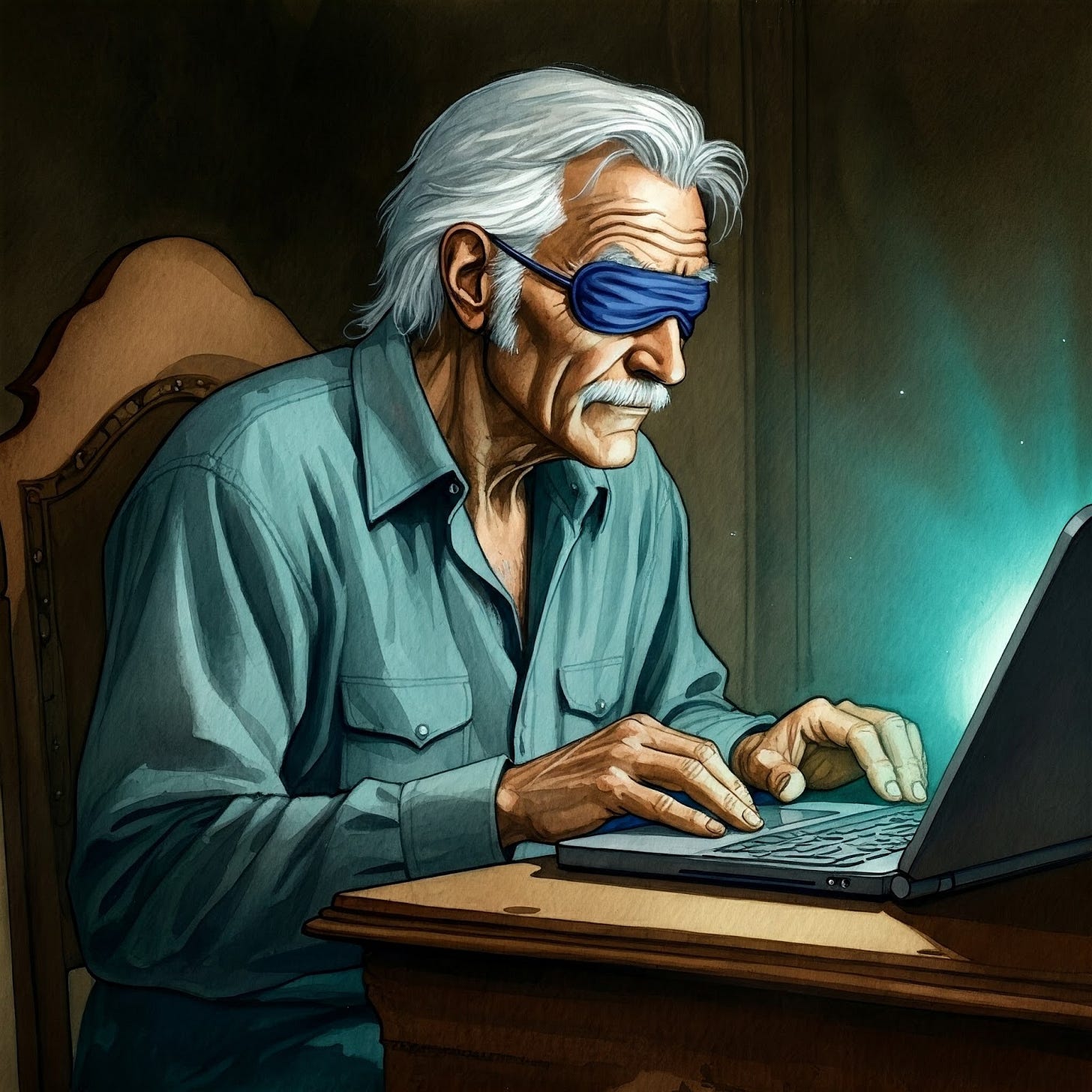 Emile Navarre blind writer / Editor Cajun Chronicles Pod Cast Corporation at his desk Emile Navarre blind writer / Editor Cajun Chronicles Pod Cast Corporation at his desk