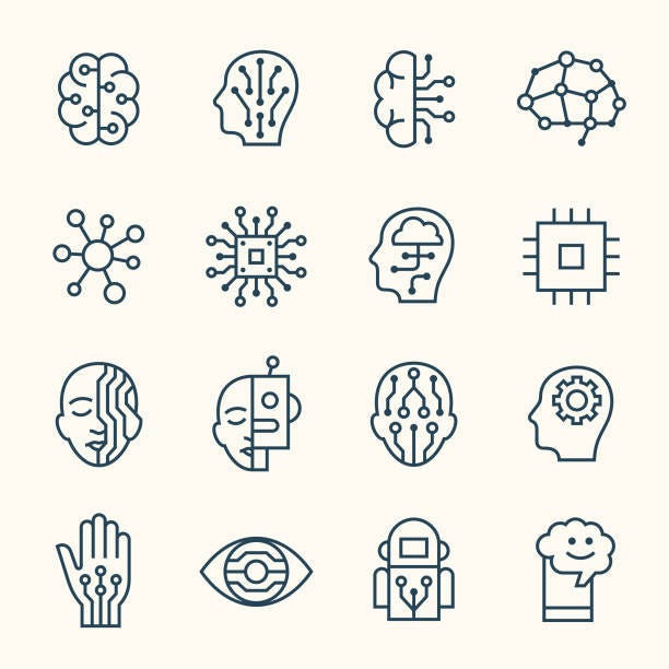 Artificial Intelligence Line Icons Stock Illustration - Download Image Now  - Icon, Artificial Intelligence, Technology - iStock