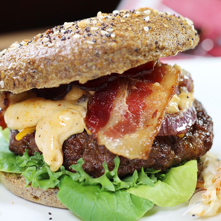 Southwest Rodeo Burgers up close photo Southwest Rodeo Burgers up close photo