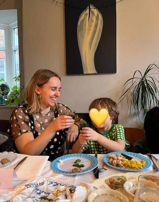 Hannah and Rowan at the Seder table