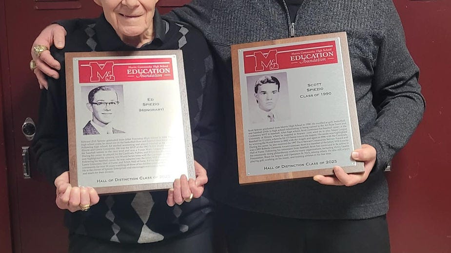 Ed and Scott Spiezio at their induction into the Morris Community High School Hall of Distinction.