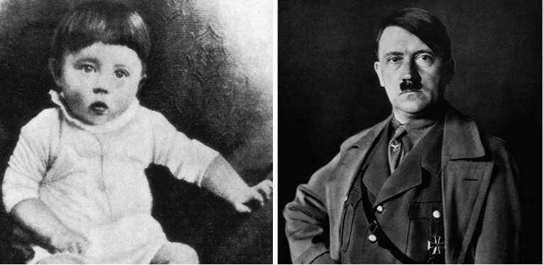 Adolf Hitler as a child and later as Nazi Germany’s leader.