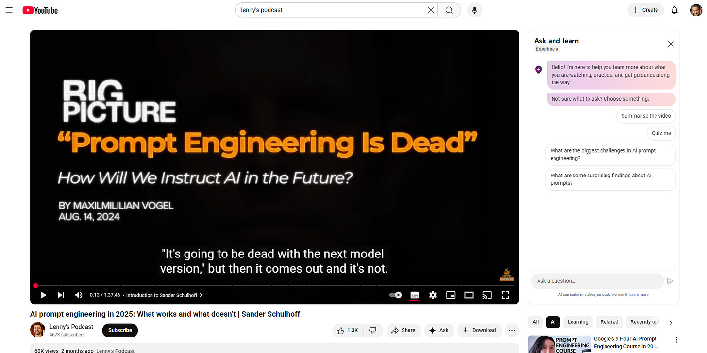 BIG PICTURE: Prompt Engineering Is Dead Lenny's Podcast using Conversational AI on YouTube