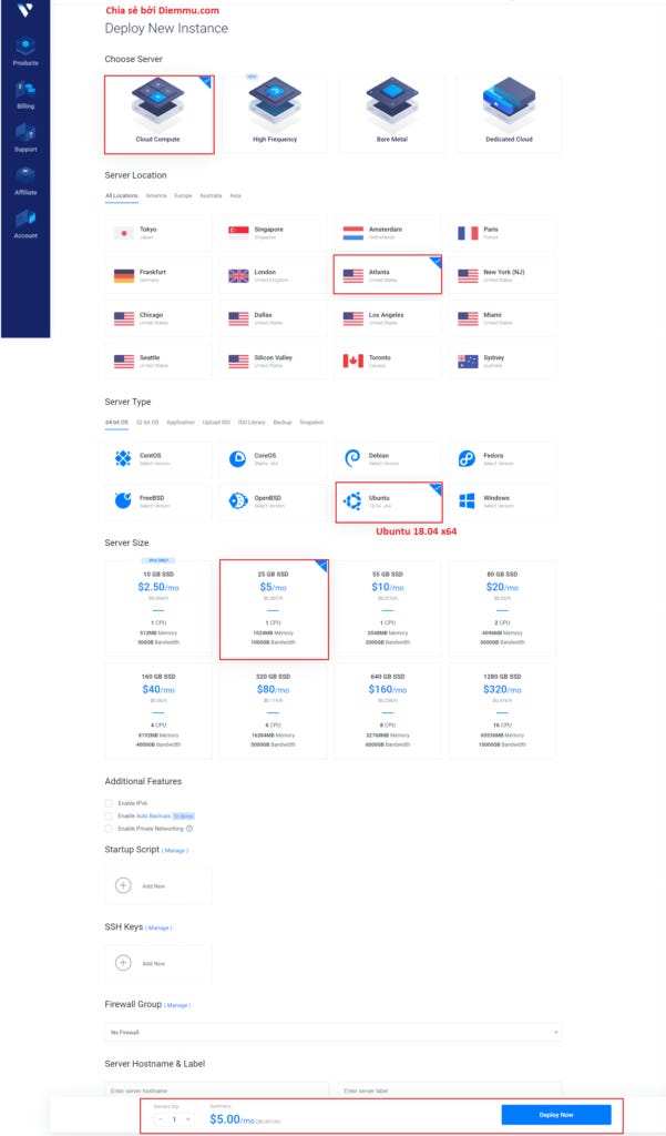 Mua VPS trên Vultr