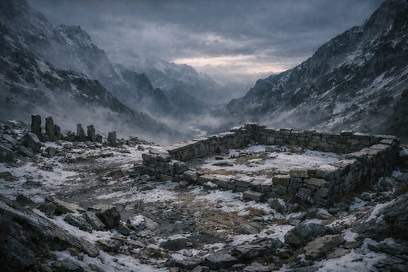 Ruins at mountain pass