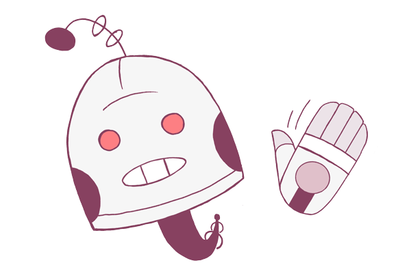 Image of a floating robot head and hand from Weekend Read 2.