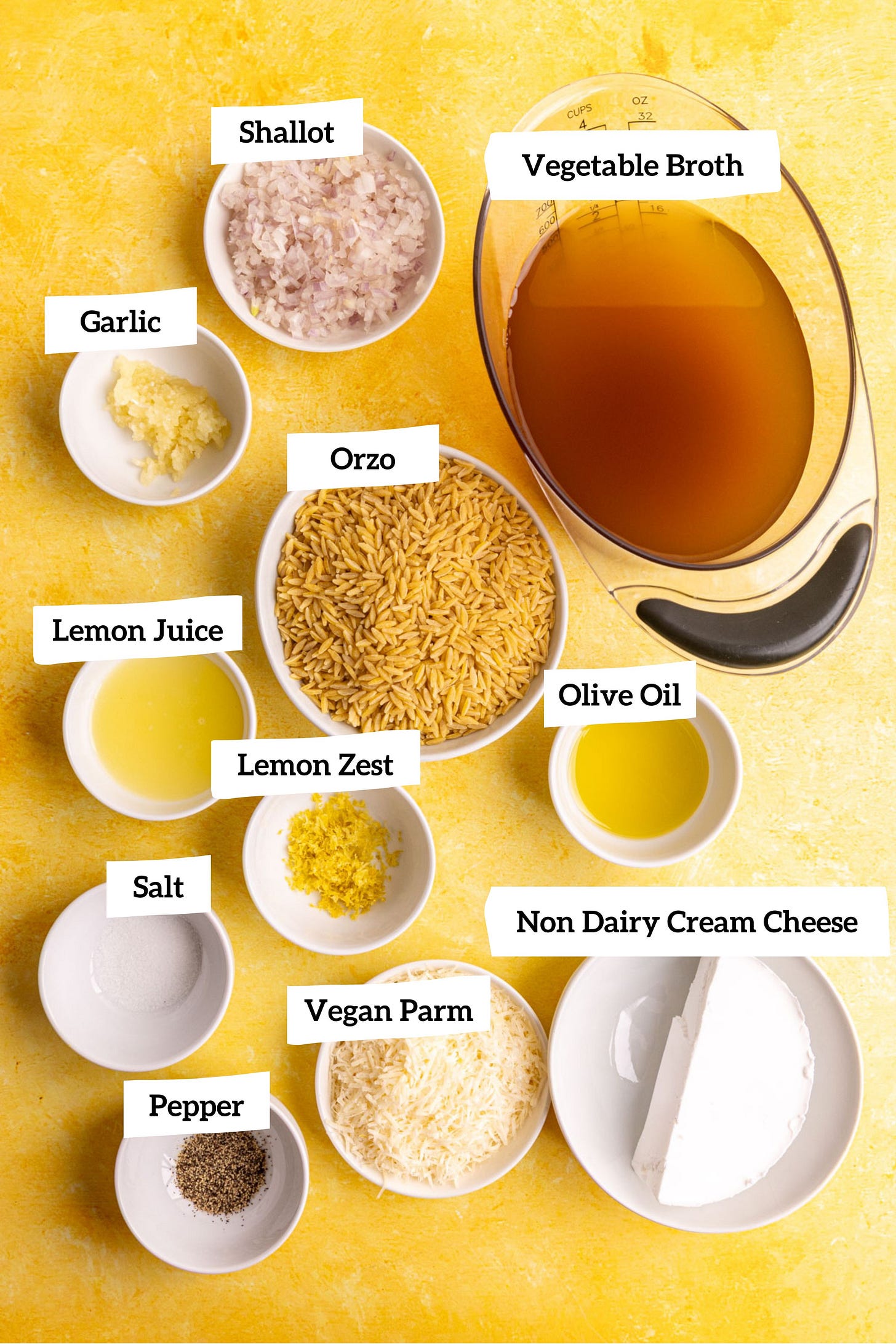 Creamy Lemon Orzo Ingredients