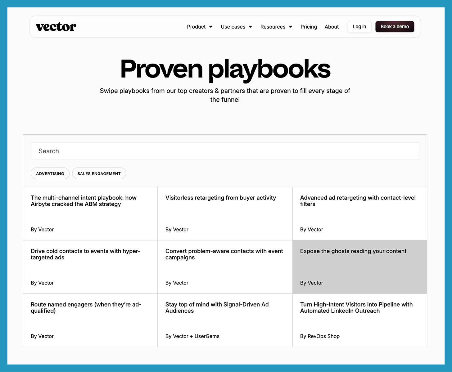 B2B content marketing example: Vector's Proven Playbooks