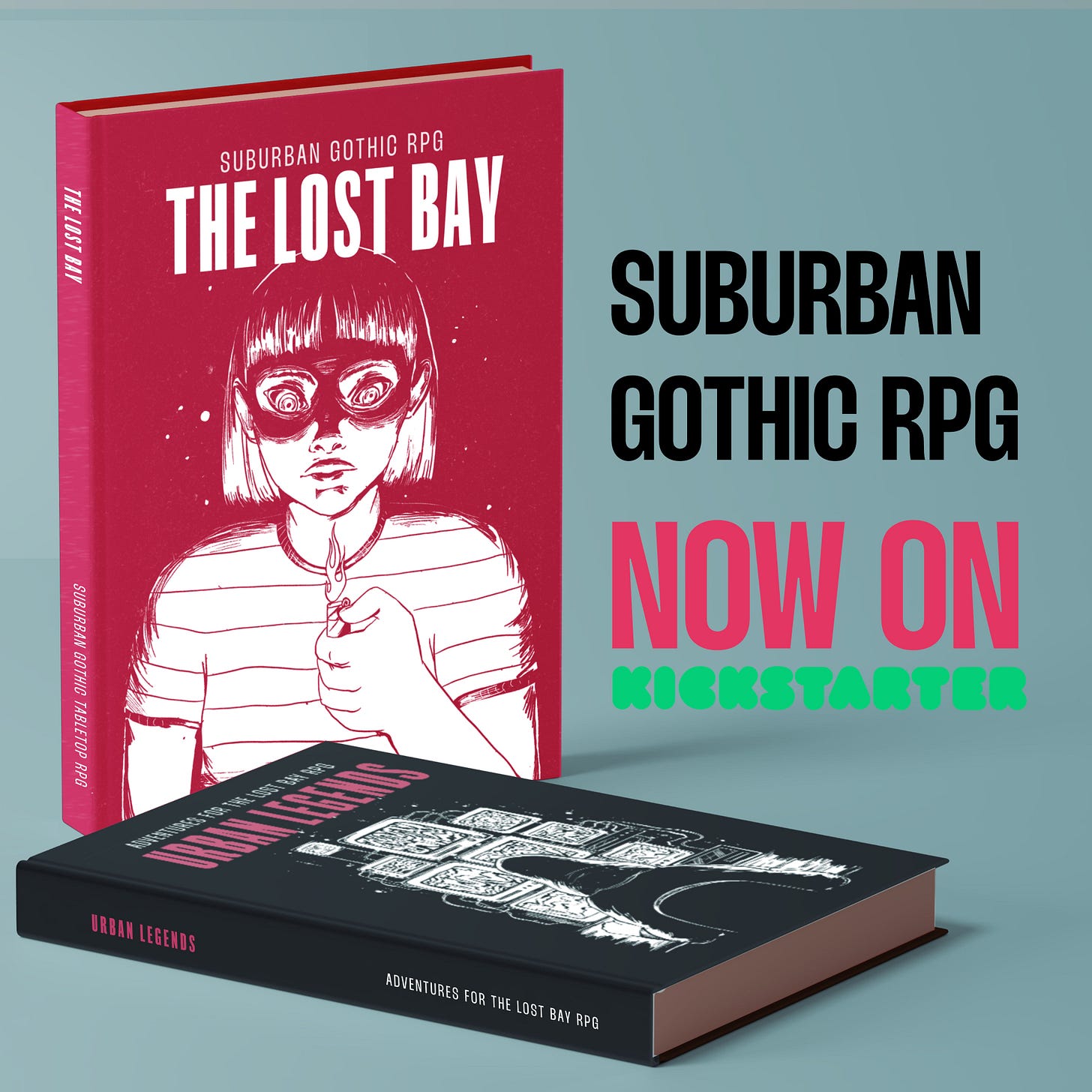 Two hardcover books, The Lost Bay and Urban Legends.