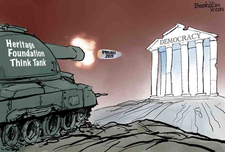 Political Cartoon on 'Project 2025 in the Limelight' by Bill Bramhall, New  York Daily News at The Comic News