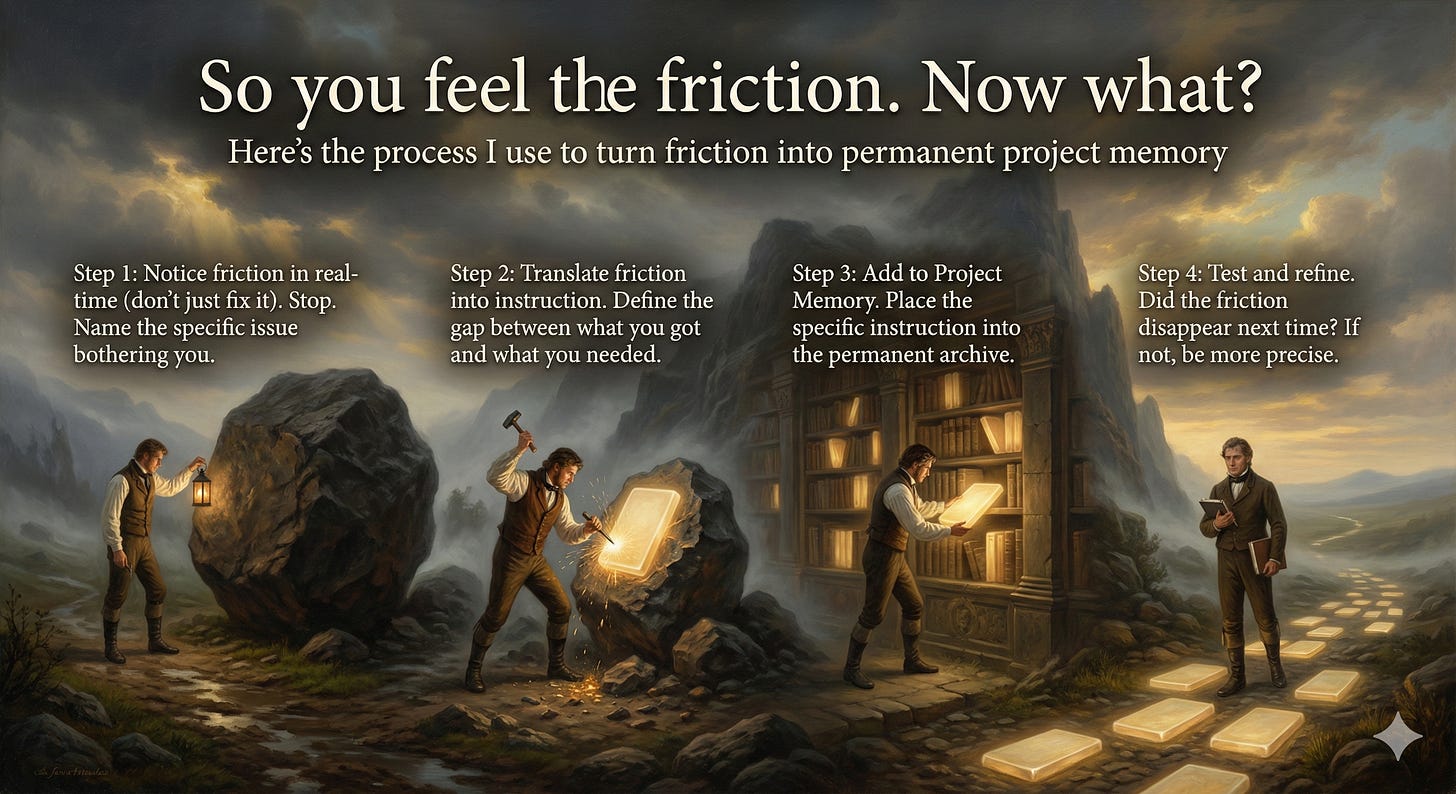 Building Claude project memory using friction
